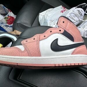 Nike Air Jordan 1 Mid Pink and White Sneakers